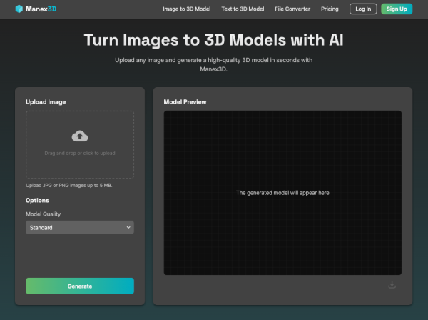 Manex3D Launches Its AI 3D Model Generation Platform